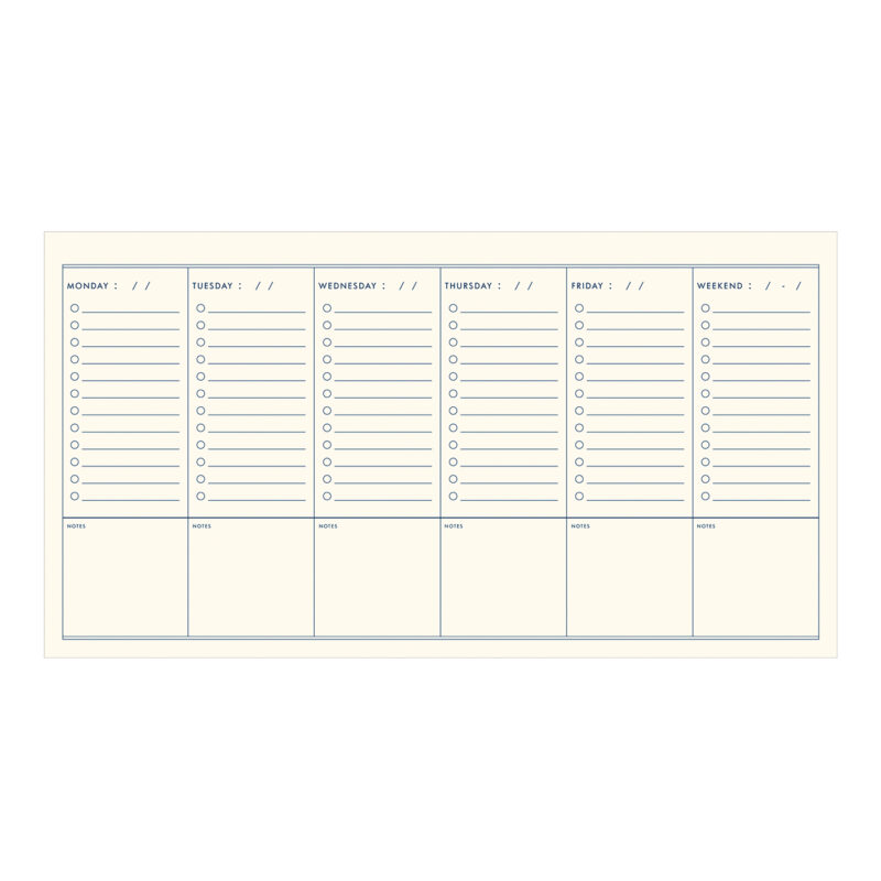 Weekly planner interior pages