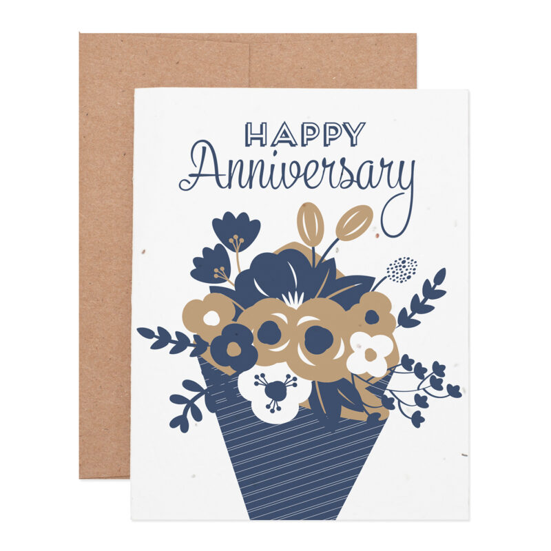 Anniversary bouquet wildflower seeded plantable letterpress greeting card