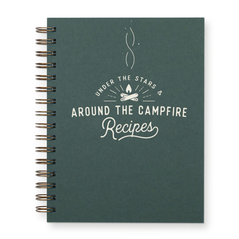 Campfire survival recipe book with forest green cover