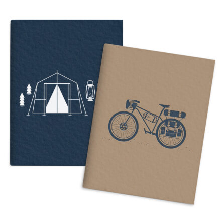 Bicycle camping saddle stitched pocket notebook set