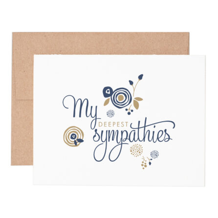Floral deepest sympathy letterpress greeting card