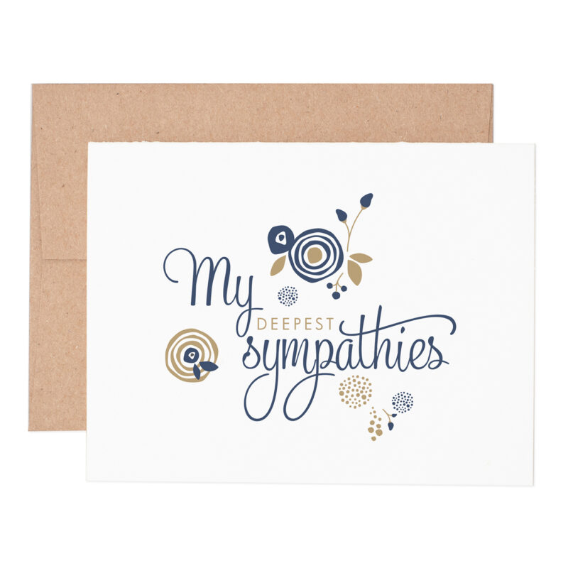 Floral deepest sympathy letterpress greeting card
