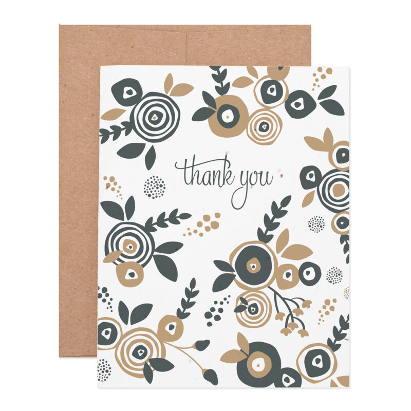 flower thank you wildflower seeded plantable letterpress greeting card
