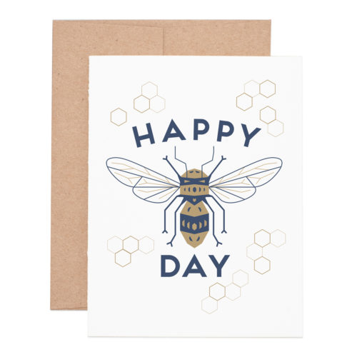 Happy Bee Day Birthday letterpress greeting card