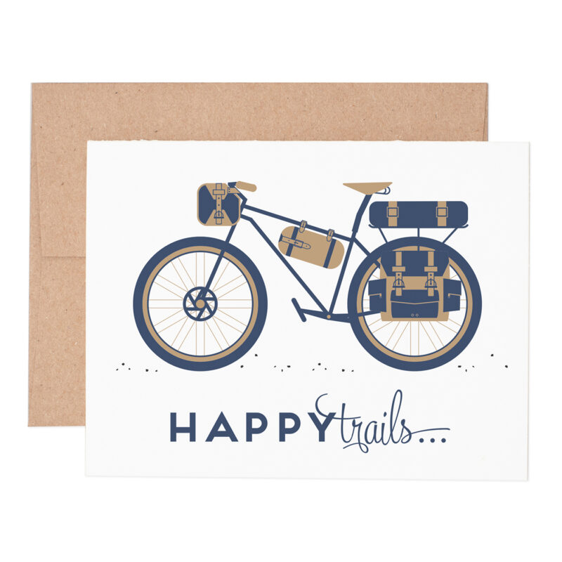 Happy trails bicycle letterpress greeting card