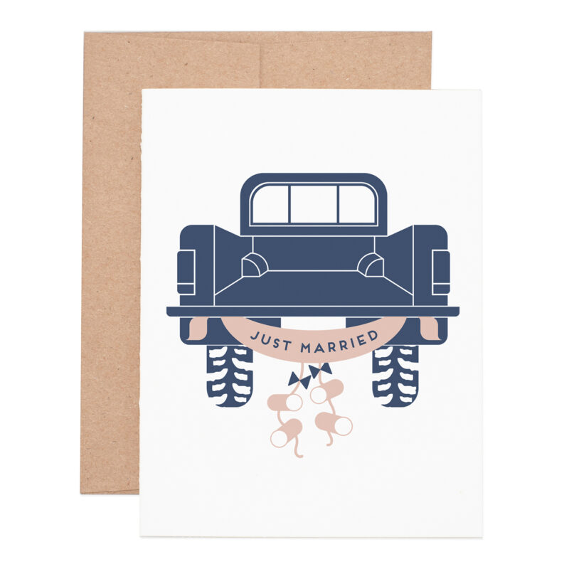 Just married wedding letterpress greeting card