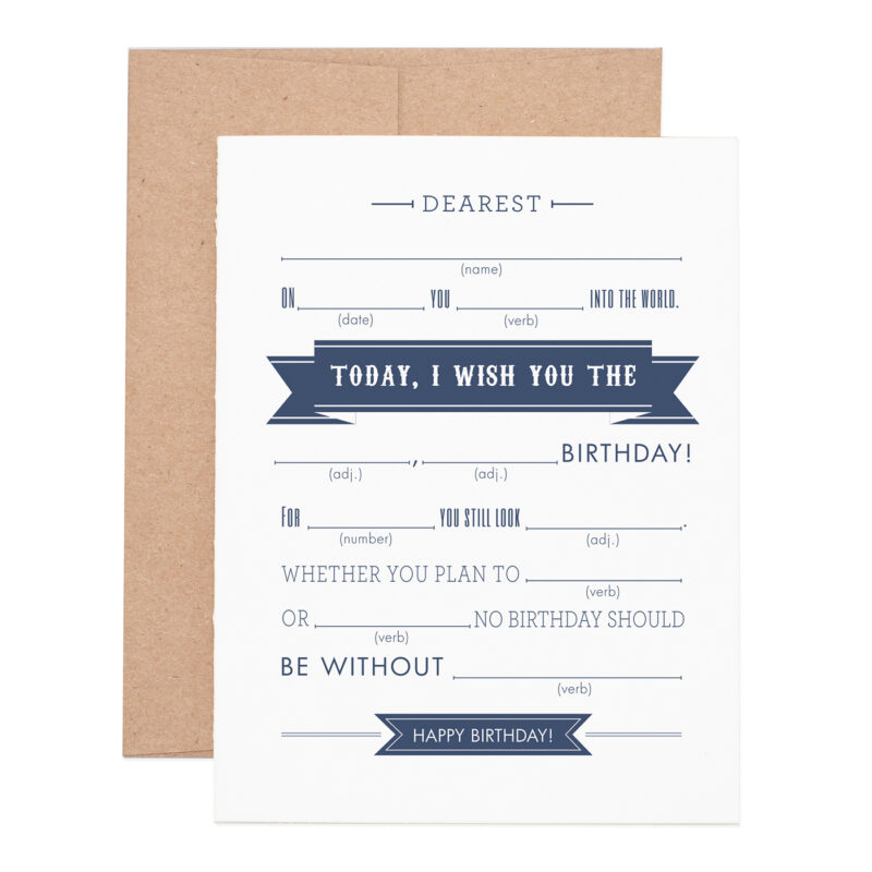 Madlibs birthday letterpress greeting card