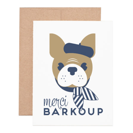 Merci Barkoup thank you letterpress greeting card