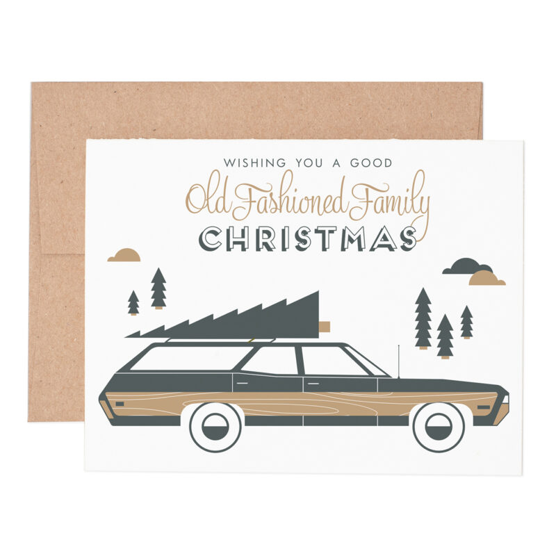 Old fashioned christmas letterpress greeting card