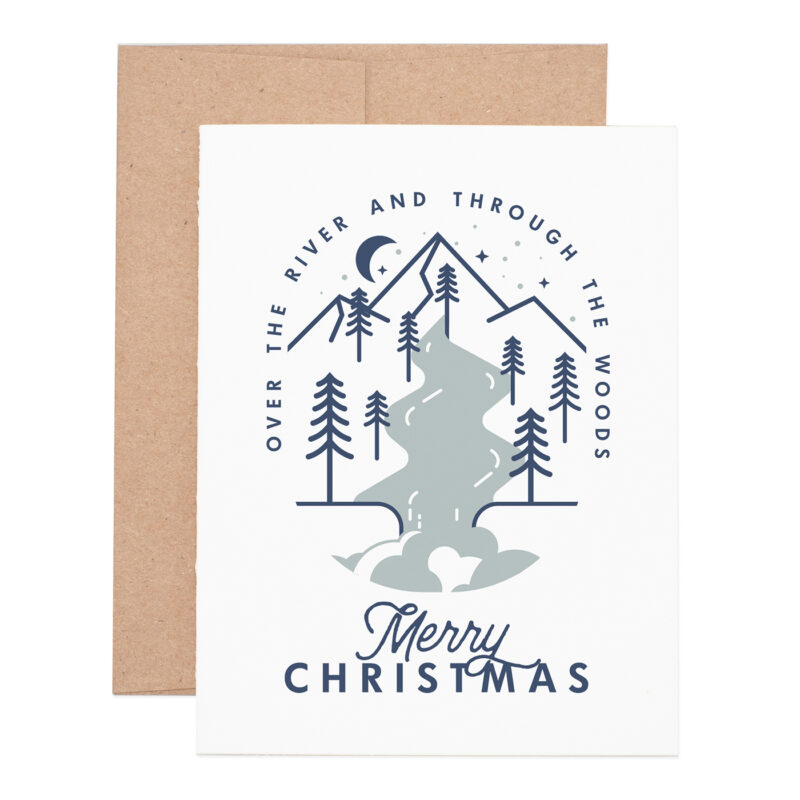 Over the river holiday letterpress greeting card