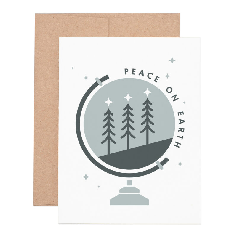 Peace on earth holiday letterpress greeting card