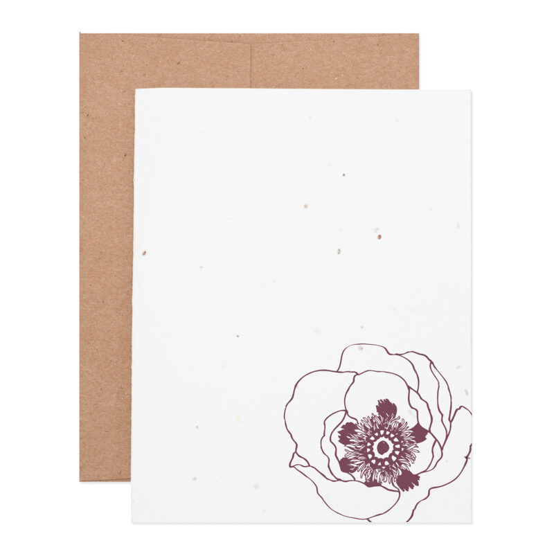 Poppy wildflower seeded plantable letterpress greeting card