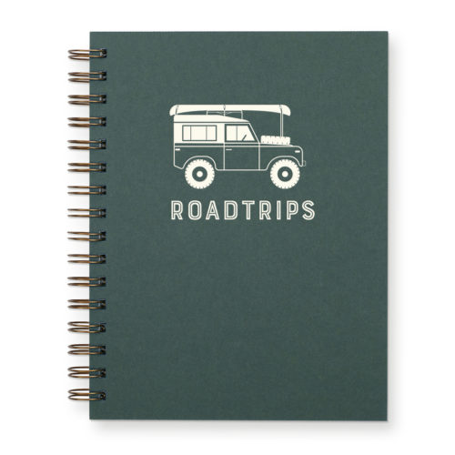 Roadtrips journal with forest green cover