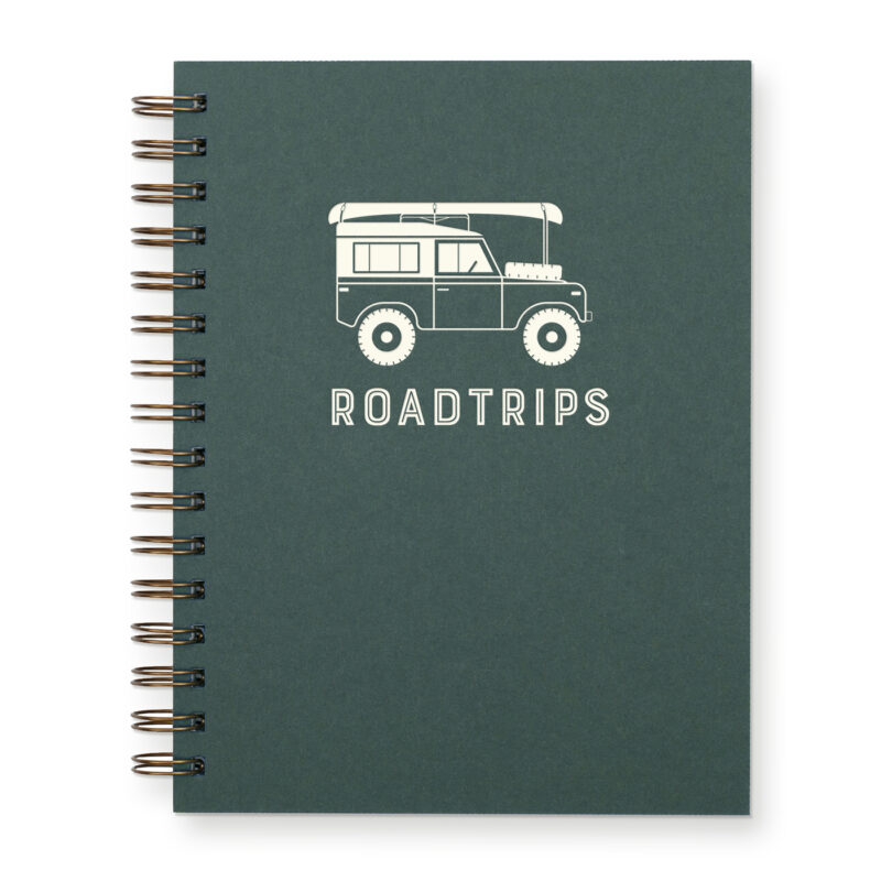 Roadtrips journal with forest green cover