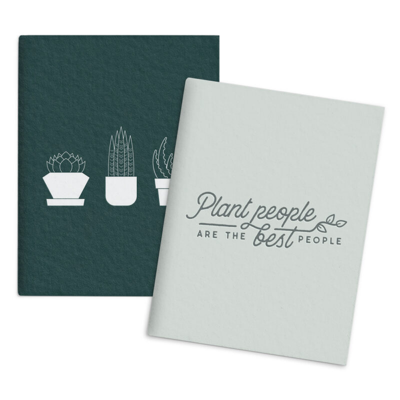 Succulent plant people saddle stitched pocket notebook set