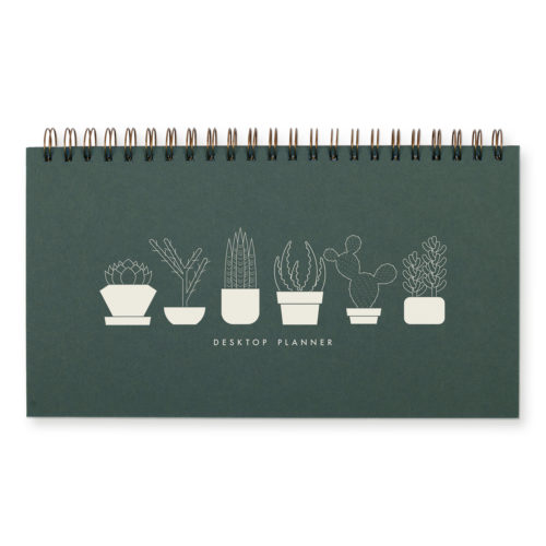 Succulent weekly planner with forest green cover