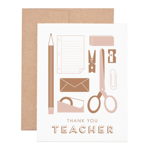 Teacher appreciation thank you letterpress greeting card
