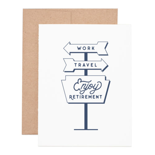 Travel retirement letterpress greeting card