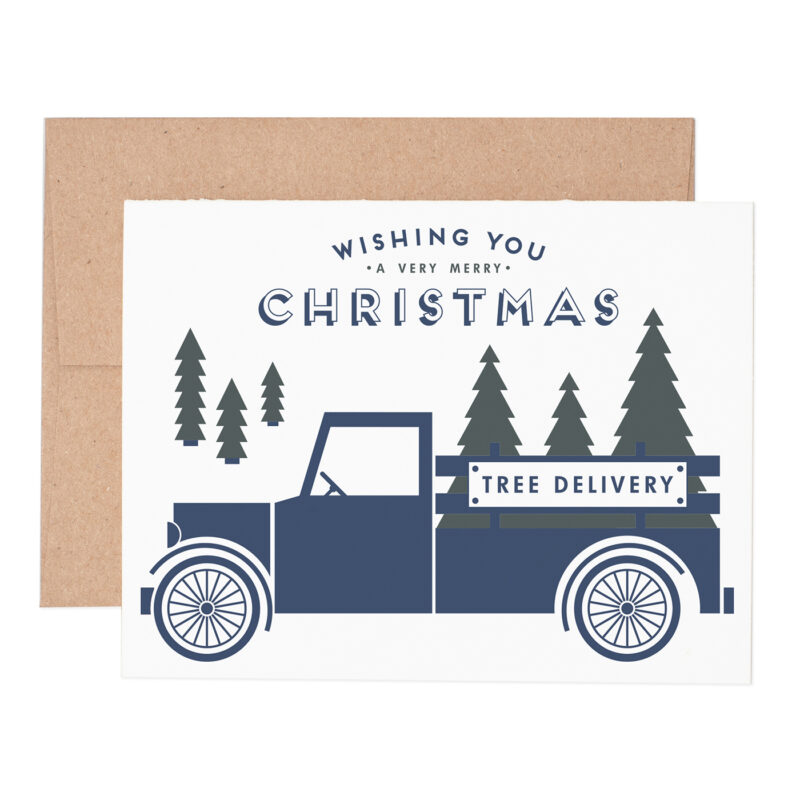 Christmas tree delivery holiday letterpress greeting card