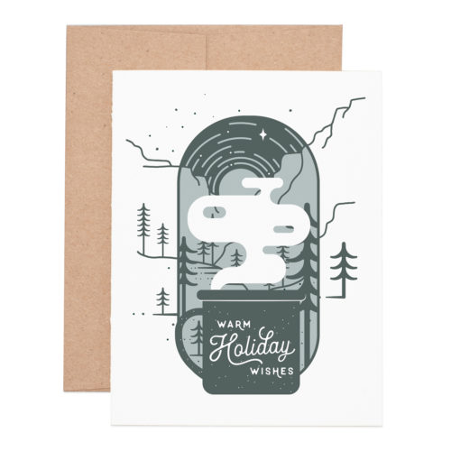 warm holiday wishes letterpress greeting card