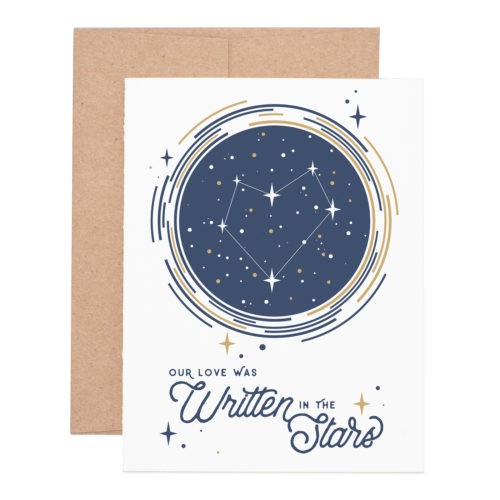 Written in the stars love letterpress greeting card