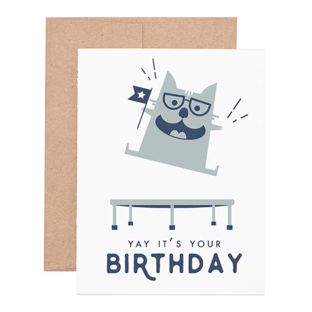 Yay cat birthday letterpress greeting card
