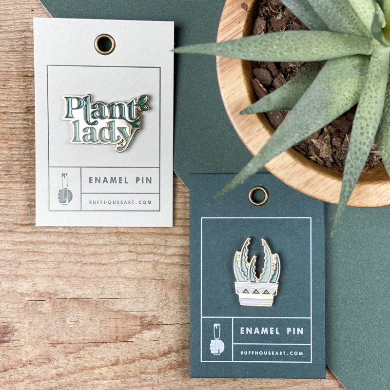 aloe succulent enamel pin