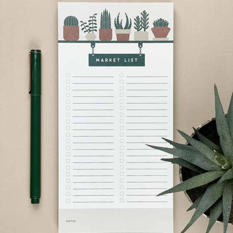 succulent grocery list notepad