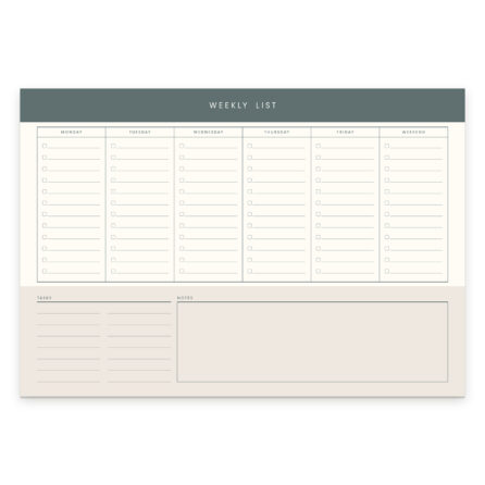 Weekly planner desk pad notepad