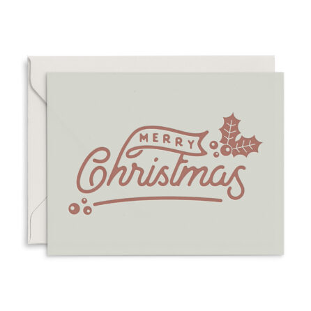 Merry Christmas Holly Holiday Greeting Card with Envelope