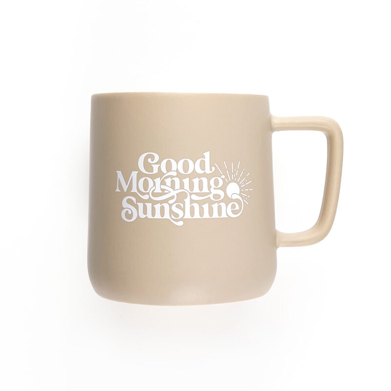 Good Morning Sunshine Stoneware Coffee Mug in Wheat