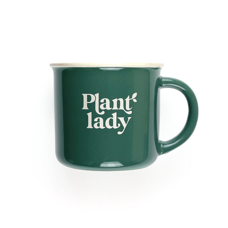 Plant Lady Stoneware Coffee Mug in Green