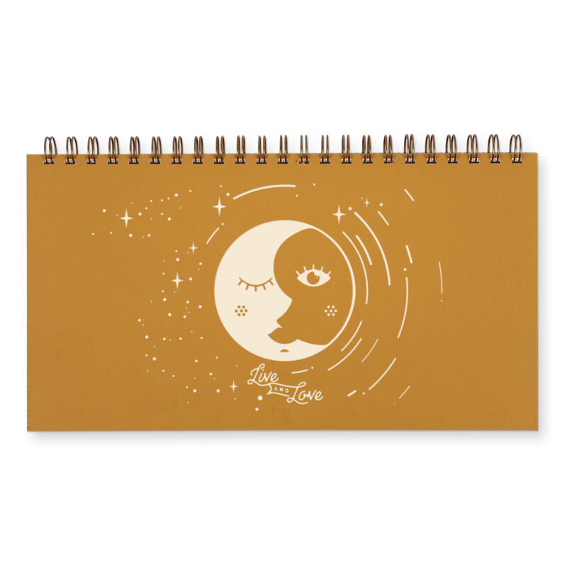 Live and love celestial undated weekly planner in saffron yellow