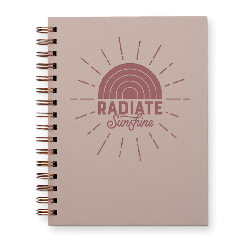 Radiate Sunshine lined spiral journal in dusty rose