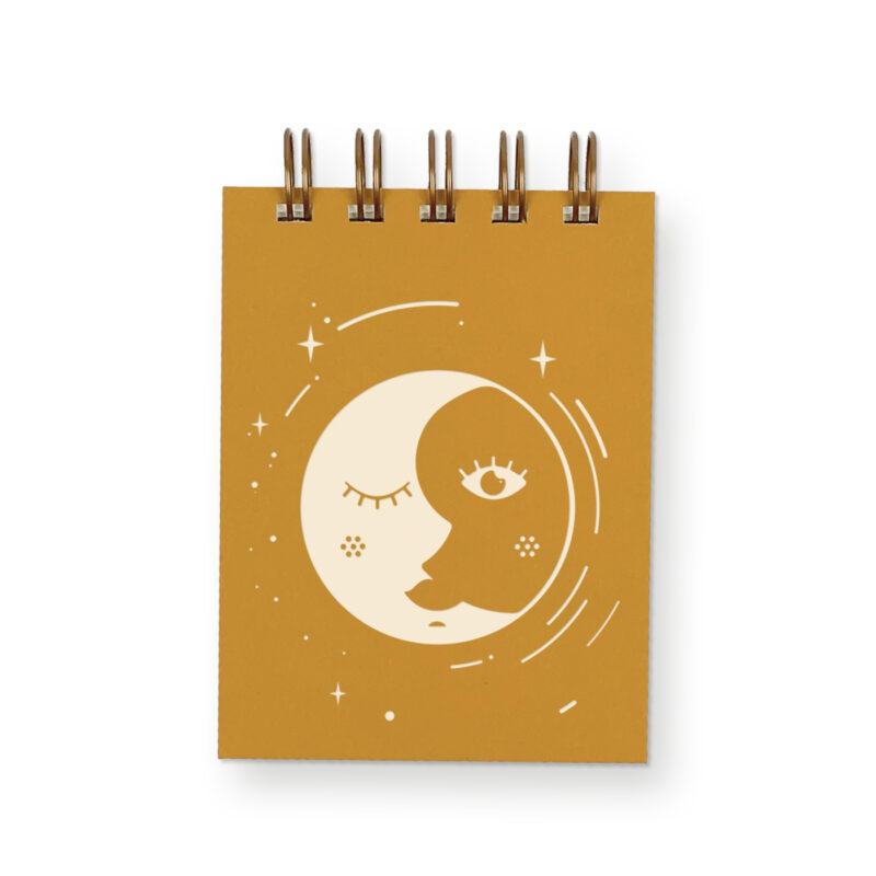 Sun and Moon Celestial mini jotter with saffron yellow cover