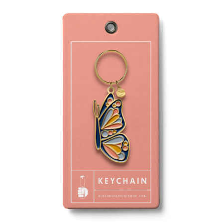 butterfly enamel keychain with bakcking