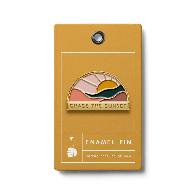 chase the sunset enamel pin