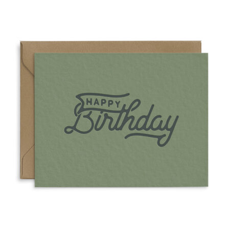 happy birthday flag card in green