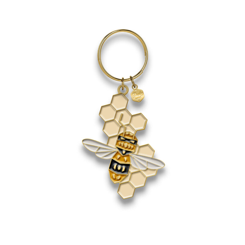 honey bee enamel keychain