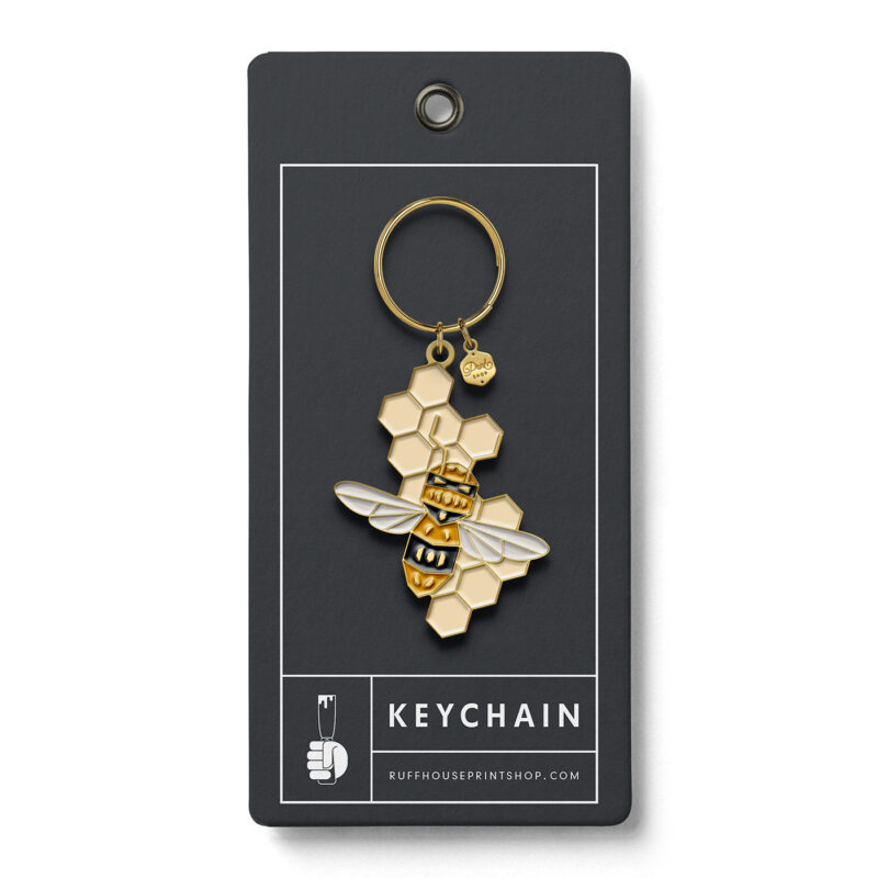 honey bee keychain with backing