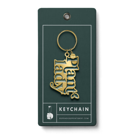 plant lady keychain with backing