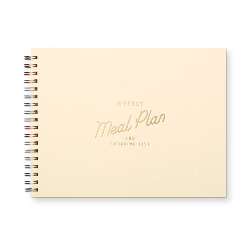 retro weekly planner journal in french vanilla with gold