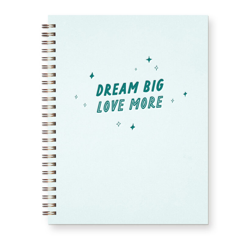dream big love more journal with ocean mist cover