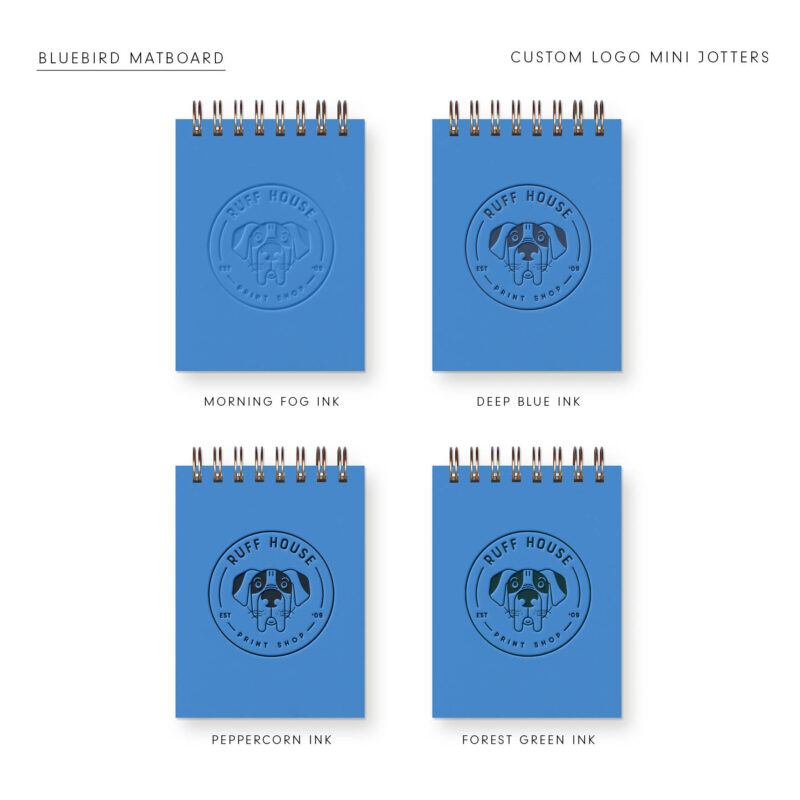custom logo jotter in bluebird