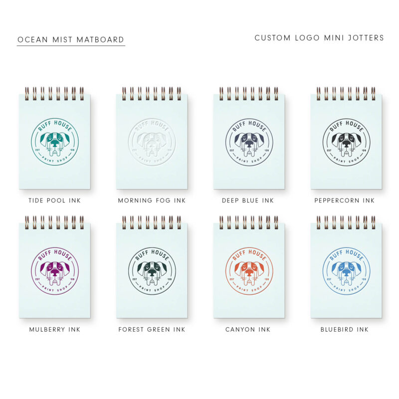 custom logo jotter in ocean mist
