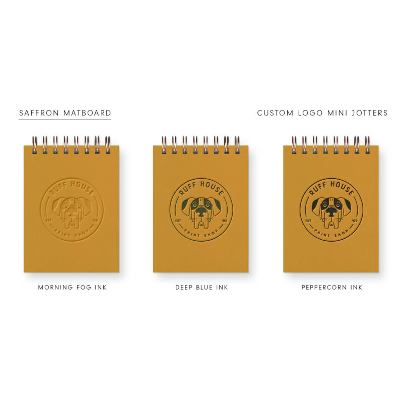 custom logo jotter in saffron