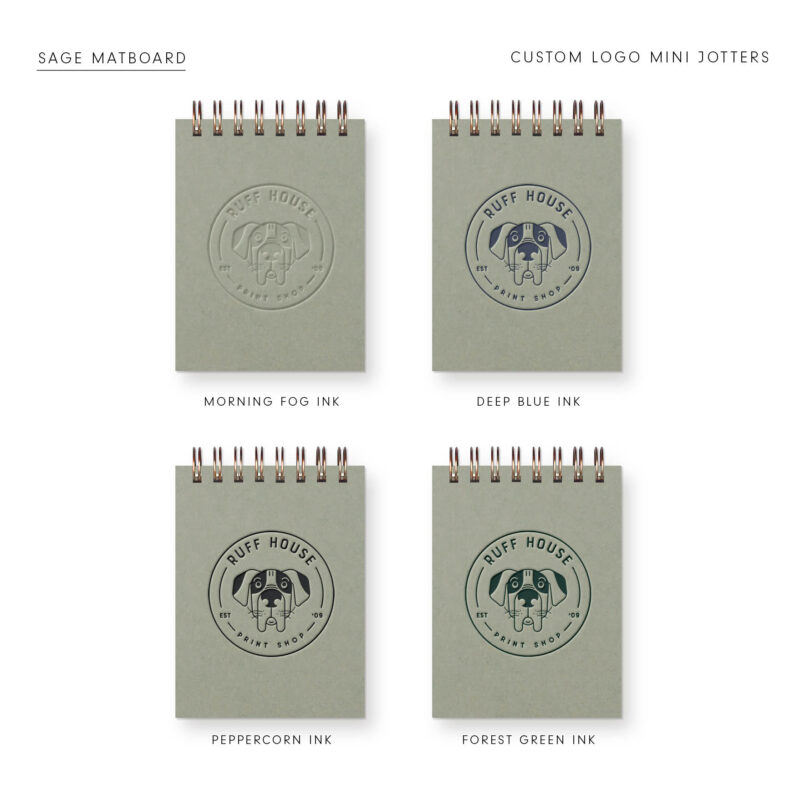 custom logo jotter in sage green