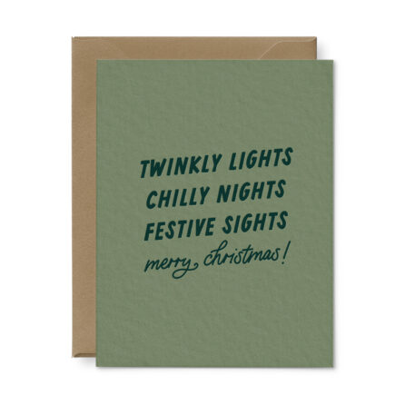 twinkly lights christmas greeting card