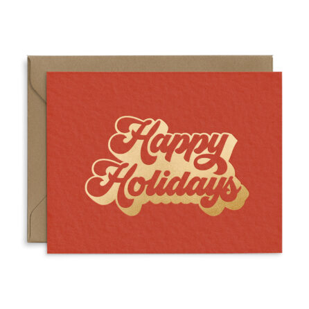 retro happy holidays card