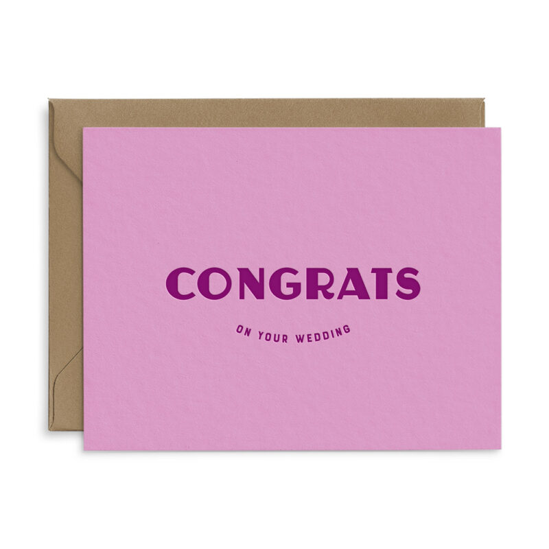 congrats on your wedding greeting card in bright thistle paper